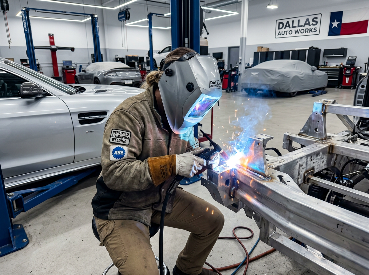 Certified aluminum welding on vehicle structural frame